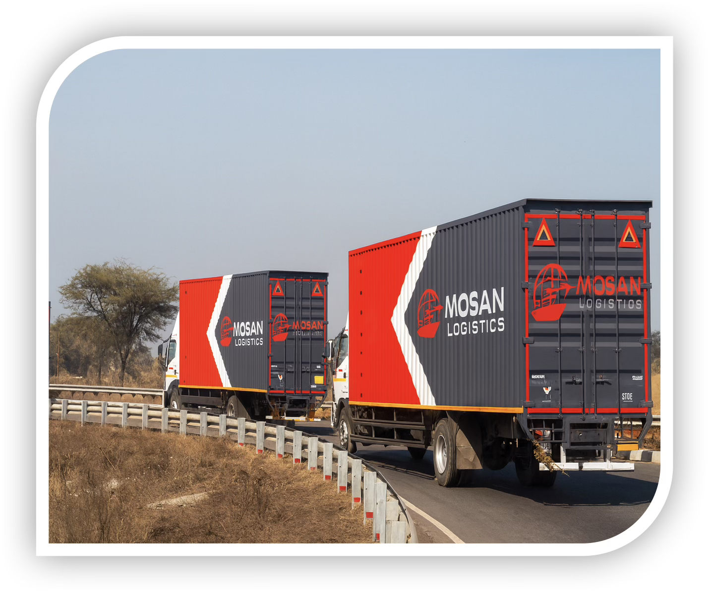 Mosan logistics trucks on the road